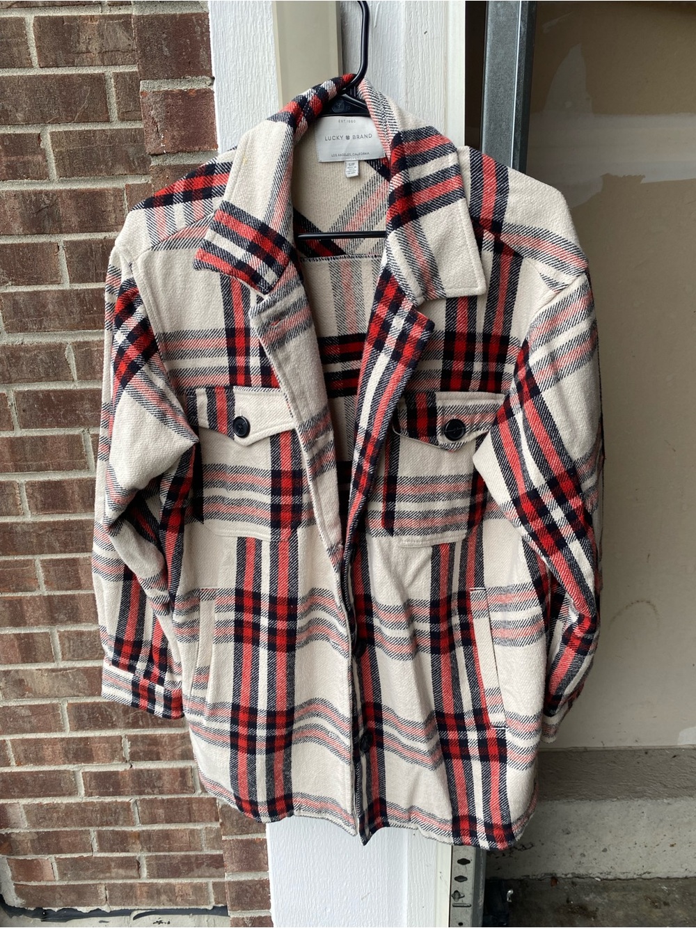 Lucky Brand Red Plaid Overshirt Jacket